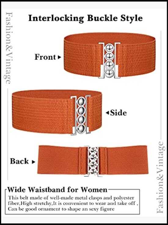 Wide Elastic Stretch Belt with Alloy Buckle for Women